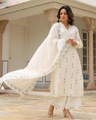 Cotton suit set with plazzo and dupatta 2