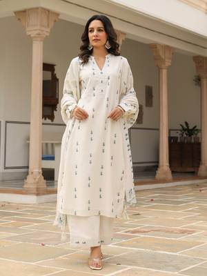 Cotton suit set with plazzo and dupatta 3