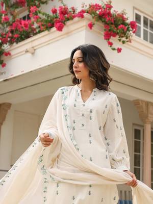 Cotton suit set with plazzo and dupatta 4