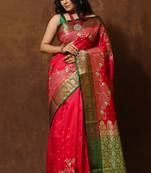 Gs creation embroidered banarasi satin saree (pink)