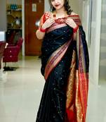 Gs creation present best indian wedding embroidered sambhalpuri satin saree