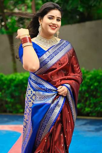Gs creation present best indian wedding embroidered sambhalpuri satin saree