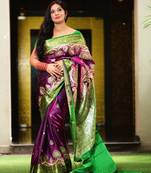 Gs creation present best indian wedding embroidered banarasi satin saree