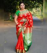 Gs creation present best indian wedding sambhalpuri embroidered banarsi satin saree