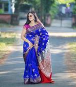 Gs creation present best indian wedding sambhalpuri embroidered banarsi satin saree