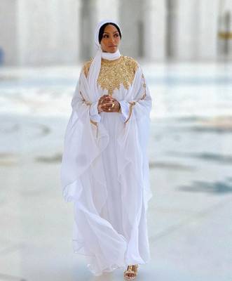 White Wedding Zari Embroidered Georgette Stitched Stone Bedded Work Wedding Dresses 1