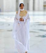 White Wedding Zari Embroidered Georgette Stitched Stone Bedded Work Wedding Dresses