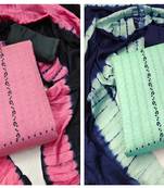 Women's classic pink and seagreen color unstitched  embroidery and sequence work  cotton combo dress material