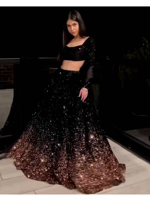 Black Sequince Work Embroidery Velvet Lengha Choli  2