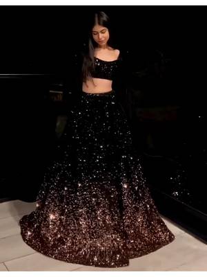 Black Sequince Work Embroidery Velvet Lengha Choli  3