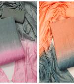 Women's fancy multi and multi color embroidery and cotton combo dress material