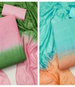 Women's beautifull multi and multi color embroidery and cotton combo dress material