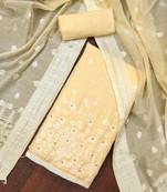 Yellow Muslin Banarasi Unstitched Dress Material