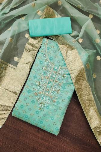 Sky Blue Cotton Unstitched Dress Material