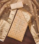 Beige Cotton Unstitched Dress Material