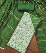 Green Muslin Butti Printed Unstitched Dress Material