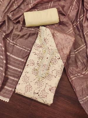 Mauve Muslin Butti Printed Unstitched Dress Material 1