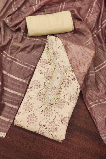 Mauve Muslin Butti Printed Unstitched Dress Material