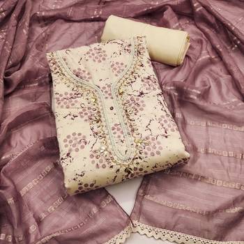 Mauve Muslin Butti Printed Unstitched Dress Material 2