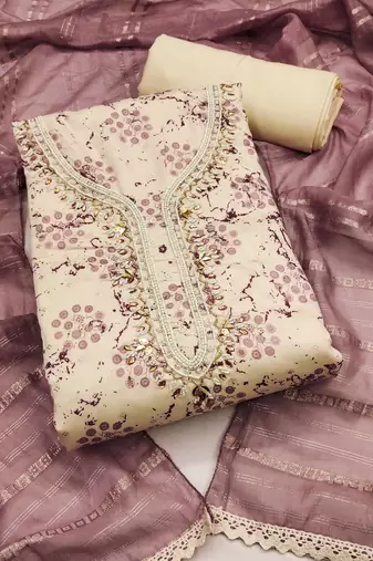 Mauve Muslin Butti Printed Unstitched Dress Material