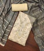 Grey Muslin Butti Printed Unstitched Dress Material