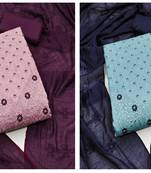 Women's beautifull light purple and sea green color unstitched , sequence work dupatta chanderi combo dress material