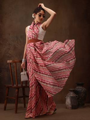 Multicolor Abstract Digital Printed Cotton Blend Saree 1