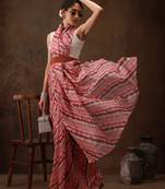Multicolor Abstract Digital Printed Cotton Blend Saree