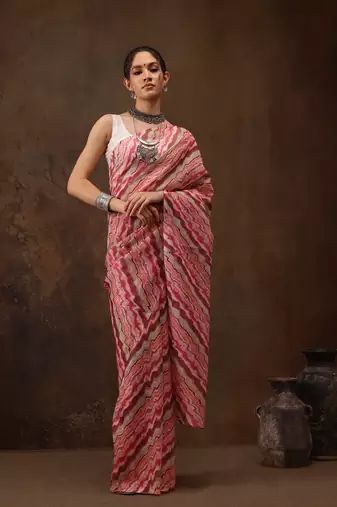Multicolor Abstract Digital Printed Cotton Blend Saree