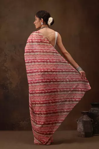 Multicolor Abstract Digital Printed Cotton Blend Saree