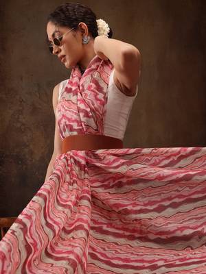 Multicolor Abstract Digital Printed Cotton Blend Saree 4