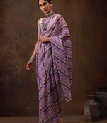 Lavender Abstract Digital Printed Cotton Blend Saree