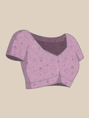 Lavender Abstract Digital Printed Cotton Blend Saree 5