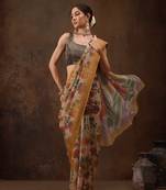 Multicolor Floral Digital Printed Silk Blend Saree