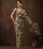 Multicolor Floral Digital Printed Silk Blend Saree