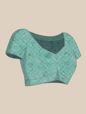 Teal Floral Digital Printed Chiffon Saree 5