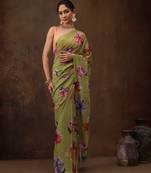 Mahendi Floral Digital Printed Chiffon Saree