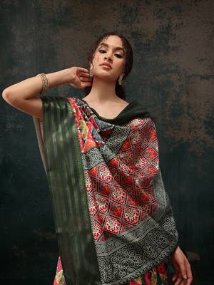 Multicolor Bandhani Digital Printed Soft Silk Blend Saree 4