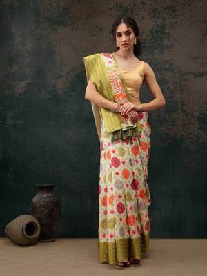 Multicolor Bandhani Digital Printed Soft Silk Blend Saree 2
