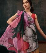 Yellow Abstract Digital Printed Polyester Saree
