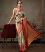 Multicolor Geomatric Woven Design Silk Blend Saree