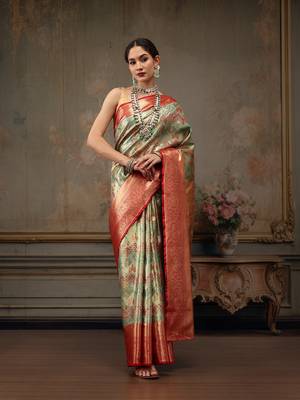 Multicolor Geomatric Woven Design Silk Blend Saree 2