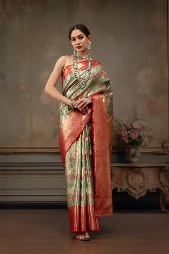 Multicolor Geomatric Woven Design Silk Blend Saree