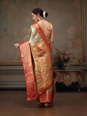 Multicolor Geomatric Woven Design Silk Blend Saree 3