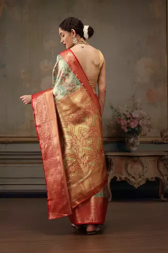 Multicolor Geomatric Woven Design Silk Blend Saree