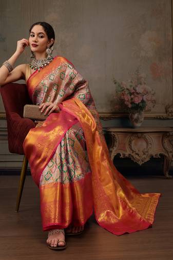 Multicolor Woven Design Woven Design Silk Blend Saree