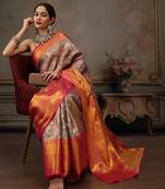 Multicolor Woven Design Woven Design Silk Blend Saree