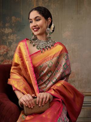 Multicolor Woven Design Woven Design Silk Blend Saree 4