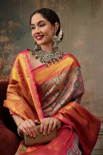Multicolor Woven Design Woven Design Silk Blend Saree