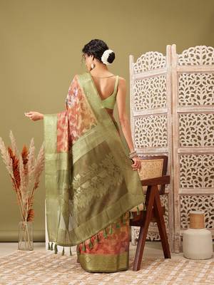 Olive Floral Digital Print Cotton Saree 3